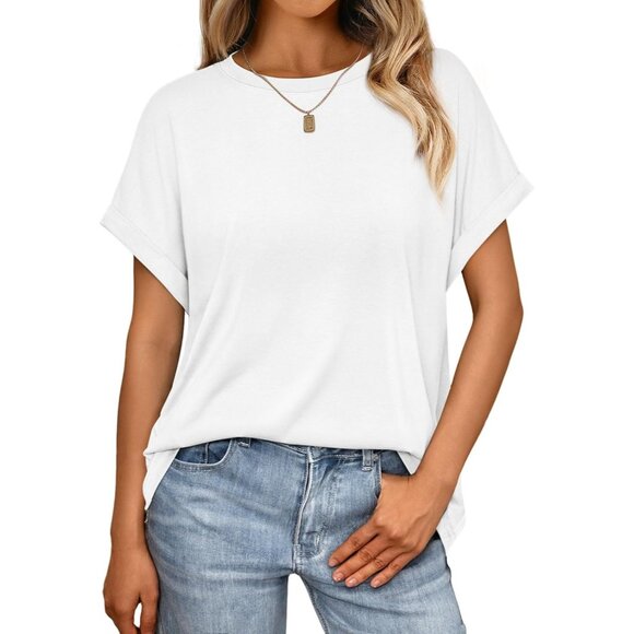 💫 Women Casual Trendy T Shirts White Summer Spring Clothes Vacation Fashion Top - Picture 1 of 5